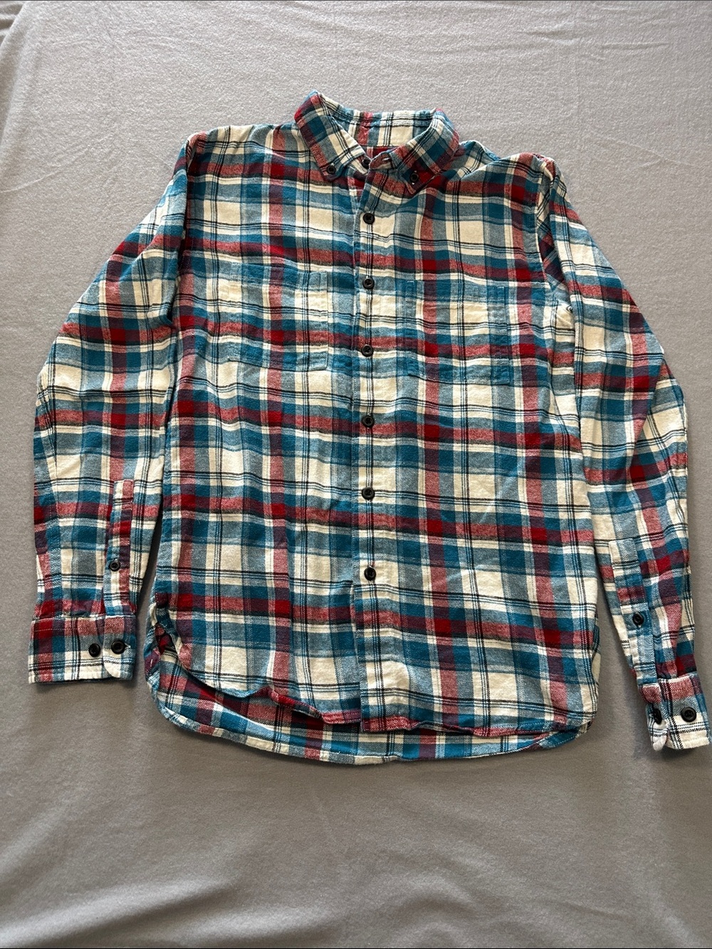 True Craft Red, Blue & Cream Plaid Button-Down Shirt